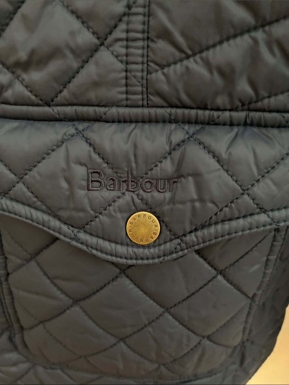 Vintage Barbour Navy Quilted Zip-Front Jacket Liberty Lining US 8 - Picture 3 of 8